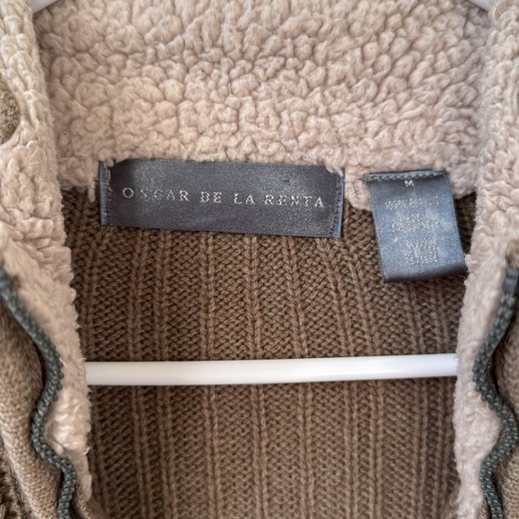 Oscar Dela Renta Knit Mock Turtleneck Sweater Beige Brown Medium - Picture 4 of 8